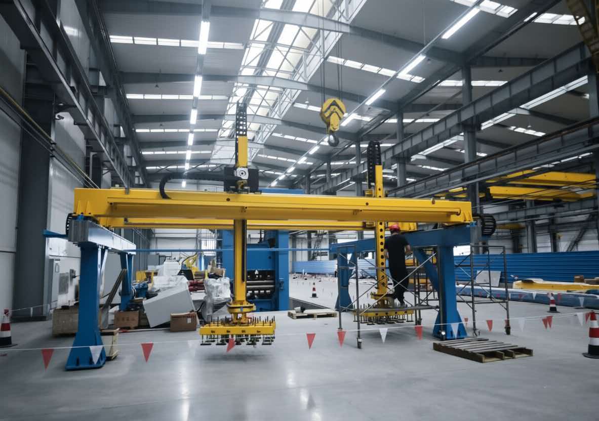 Planta de estructuras de acero: nivelación de placas de acero